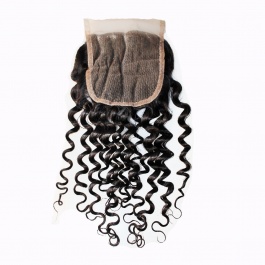Swiss Lace/Transparent LACE/HD lace Deep Wave Closure 4x4 Free Part with Baby Hair Brazilian Virgin Remy Human Hair Lace