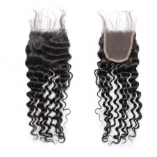 100% Cuticle Aligned Raw Virgin hair Peruvian Human hair tight curl deep curly 3 bundle with 4x4 lace closure