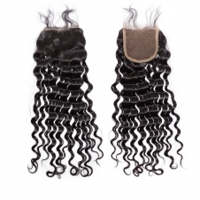 Malaysian Curly Weave Raw Human Hair Bundles 3pcs with 4x4 Lace closure Deep wave hair 