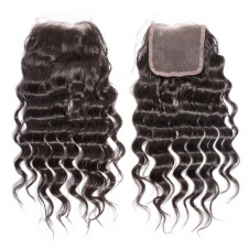 Raw Deep wave Indian hair weft natural color virgin human hair 3bundles with 4x4 Swiss Lace closure