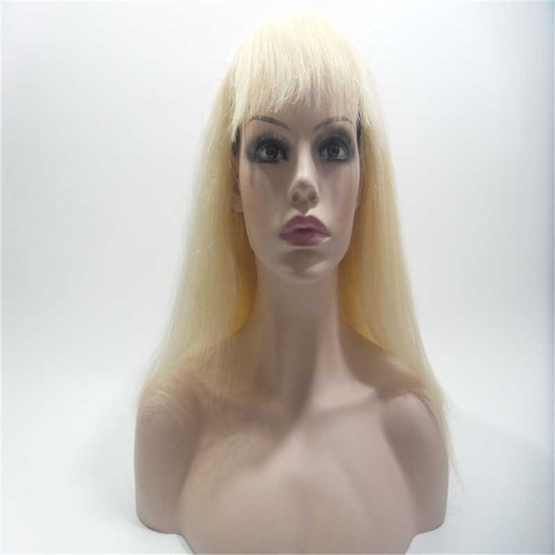 Full Lace Mono Bob Wig Senior Silk Simulation Scalp Blonde Straight 150% Density Brazilian Virgin Human Hair 613# Blonde