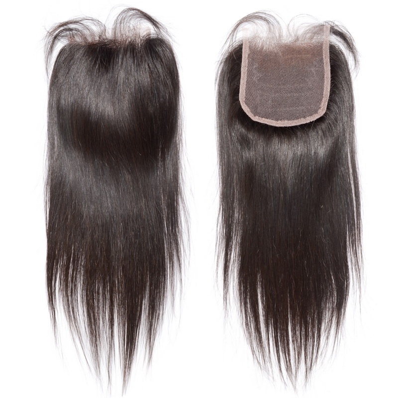 4X4 Top Lace/Silk base  closure Pre Plucked Straight Lace Closure 130% density Natural Color 