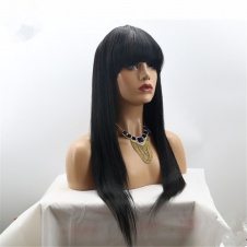 Silk Straight Long&Short Bob Style Full Lace Mono Human Hair Wigs 100% Brazilian Virgin Hair with baby color off black