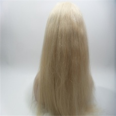 Full Lace Mono Bob Wig Senior Silk Simulation Scalp Blonde Straight 150% Density Brazilian Virgin Human Hair 613# Blonde