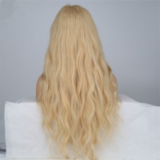 Higher Class Glueless Skin Mono Blonde Wig Natural Wave Hair The White Women Senior Virgin Remy Hair 100% Silk Weaving