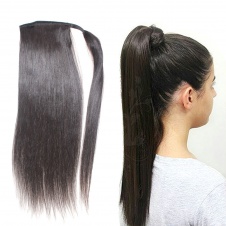 Silky bone Straight wrap around ponytail with clip virgin remy hair