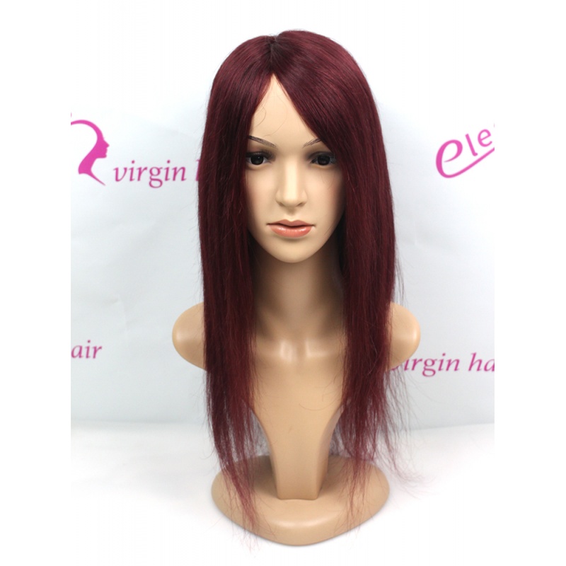 Full Lace Human Hair Wig Glueless Wig Straight Brazilian Senior Silk Top Wig Human Color#j99 Burgundy Black Women