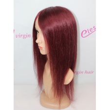 Full Lace Human Hair Wig Glueless Wig Straight Brazilian Senior Silk Top Wig Human Color#j99 Burgundy Black Women