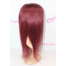 Full Lace Human Hair Wig Glueless Wig Straight Brazilian Senior Silk Top Wig Human Color#j99 Burgundy Black Women