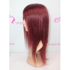 Full Lace Human Hair Wig Glueless Wig Straight Brazilian Senior Silk Top Wig Human Color#j99 Burgundy Black Women