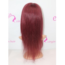 Full Lace Human Hair Wig Glueless Wig Straight Brazilian Senior Silk Top Wig Human Color#j99 Burgundy Black Women