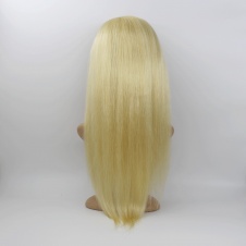 Elesis Virgin Hair half machine-made half handmade full density blonde human hair straight frontal lace wig