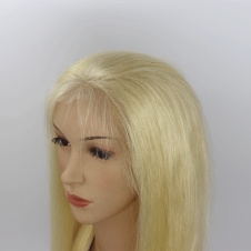 Elesis Virgin Hair half machine-made half handmade full density blonde human hair straight frontal lace wig