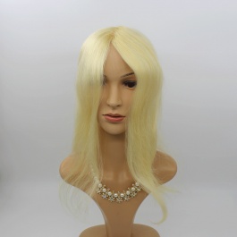 6X6 Size Russian blonde hair women's toupee replacement mono net base with PU