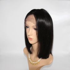 Bob wig Straight natural color double drawn hair lace frontal wig
