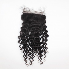 Raw Human Hair Top grade Closure 5x5 free part deep wave Transparent Swiss LACE/HD lace closure with baby hair