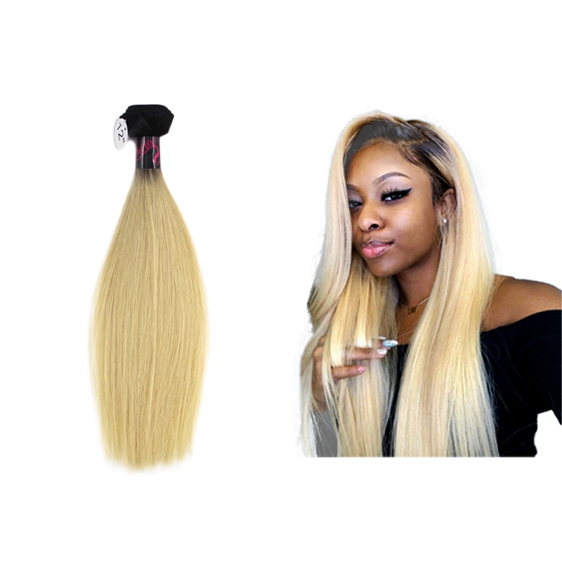 Elesis virgin hair darkroot blonde virgin hair 1b/613 straight hair extensions 1pcs 10"-24"