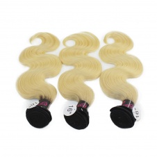 Elesis Virgin Hair darkroot blonde Virgin Hair 1B/613 body wave hair extensions 3pcs 