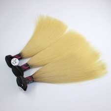 Elesis virgin hair darktoot blonde virgin hair 1b/613 straight hair extensions 3pcs