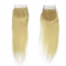 Blonde #613 4x4 Free Part Lace Closure Silky Straight Human Hair Swiss Lace Closure with Baby Hair