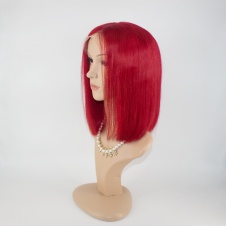 Fashion Short Cut Bob wig red color double drawn lace frontal wig 100% human hair