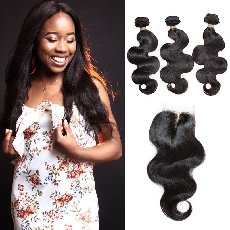 100% virgin Brazilian body wave big wave hair 3bundles with free style  closure Dropship-Elesis Virgin Hair