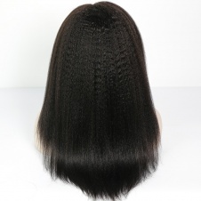 Elesis Hair Kinky Straight Full Lace Wig 130% Density  Brazilian Remy Human Hair Wig