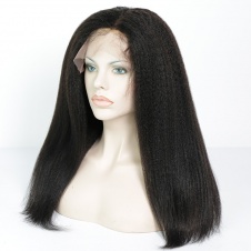 Elesis Hair Kinky Straight Full Lace Wig 130% Density  Brazilian Remy Human Hair Wig