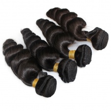 Peruvian Human Hair Loose Curl Unprocessed Virgin Hair Weave Bundles 4pcs with 4X4 Closure tangle free hair