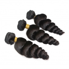 ElesisHair Brazilian Loose Curly Raw Virgin Hair 3 Bundles with 4X4 Free part Lace Closure
