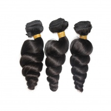 ElesisHair Brazilian Loose Curly Raw Virgin Hair 3 Bundles with 4X4 Free part Lace Closure