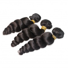 ElesisHair Loose Curly Peruvian Raw Virgin Hair 3 Bundles with 4X4 Free part Lace Closure
