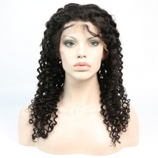 Italy curly Water Wave Glueless Full Lace Wigs Brazilian Remy Human Hair 130% Density