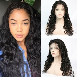 Elesis Virgin Hair Glueless Natural wave Full Lace Wig 130% Density Pre Plucked Natural Hairline with Baby Hair