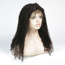 360 Lace Frontal Curly Human Hair Wigs 180% Density Brazilian Jerry Curly Wig with Baby for Black Women Natural Color 