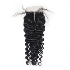 4x4 Lace Deep Wave Remy Hair Swiss Lace Closure Free part/Middle Part