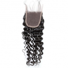 4x4 Lace Deep Curly Remy Hair Swiss Lace Closure Free part/Middle part