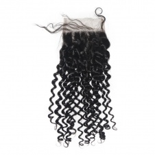 4x4 Lace Jerry Curly Remy Hair Swiss Lace Closure Free part