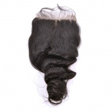 4x4 Lace Loose Curl Remy Hair Swiss Lace Closure Free Part