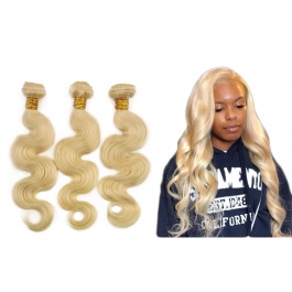 Platinum Blonde 613 Body Wave Hair Brazilian Remy Human Hair 300 grams Full Head Three Bundles Thick to Ends 