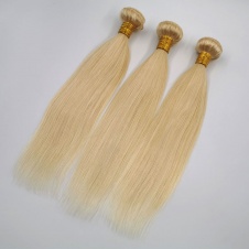 613 Remy Straight Hair 3 Bundles double weft Blonde Bundle 100%  Brazilian Human Hair Weft Weave Extensions Thick Silky 
