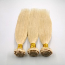 613 Remy Straight Hair 3 Bundles double weft Blonde Bundle 100%  Brazilian Human Hair Weft Weave Extensions Thick Silky 