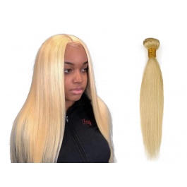 #613 Blonde Human Hair Bundle Straight Hair Weave 100% Cuticle Aligned Remy Hair Extensions Platinum Hair Weft 1piece