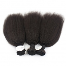 Elesis Brazilian Kinky Straight Human Hair 3 Bundles Remy Hair Wave Weft Coarse Afro Kinky Straight 100% Human Hair