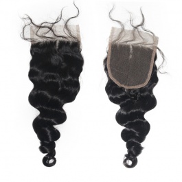 4x4 lace Loose wave Remy Hair Swiss Lace Closure Free part