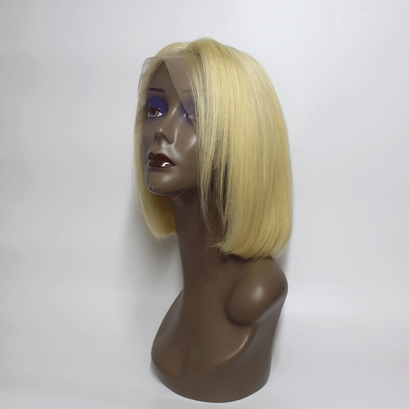 Platinum blonde 613 Human hair wig Bob style double drawn lace frontal wig