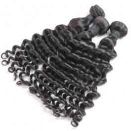 Elesis hair extensions 100% Remy Human hair Deep wave bundles  3pcs/set  natural color