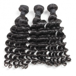 Elesis hair extensions 100% Remy Human hair Deep wave bundles  3pcs/set  natural color