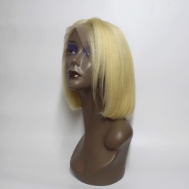 Platinum blonde 613 Human hair wig Bob style double drawn lace frontal wig