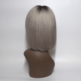 Elesis Hair Short Bob wig Brazilian human hair 13x4 Pre Plucked Lace Frontal wigs human hair darkroom grey Straight Hair